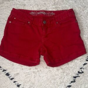 Express Red Jean Shorts Vibrant Mid-Thigh